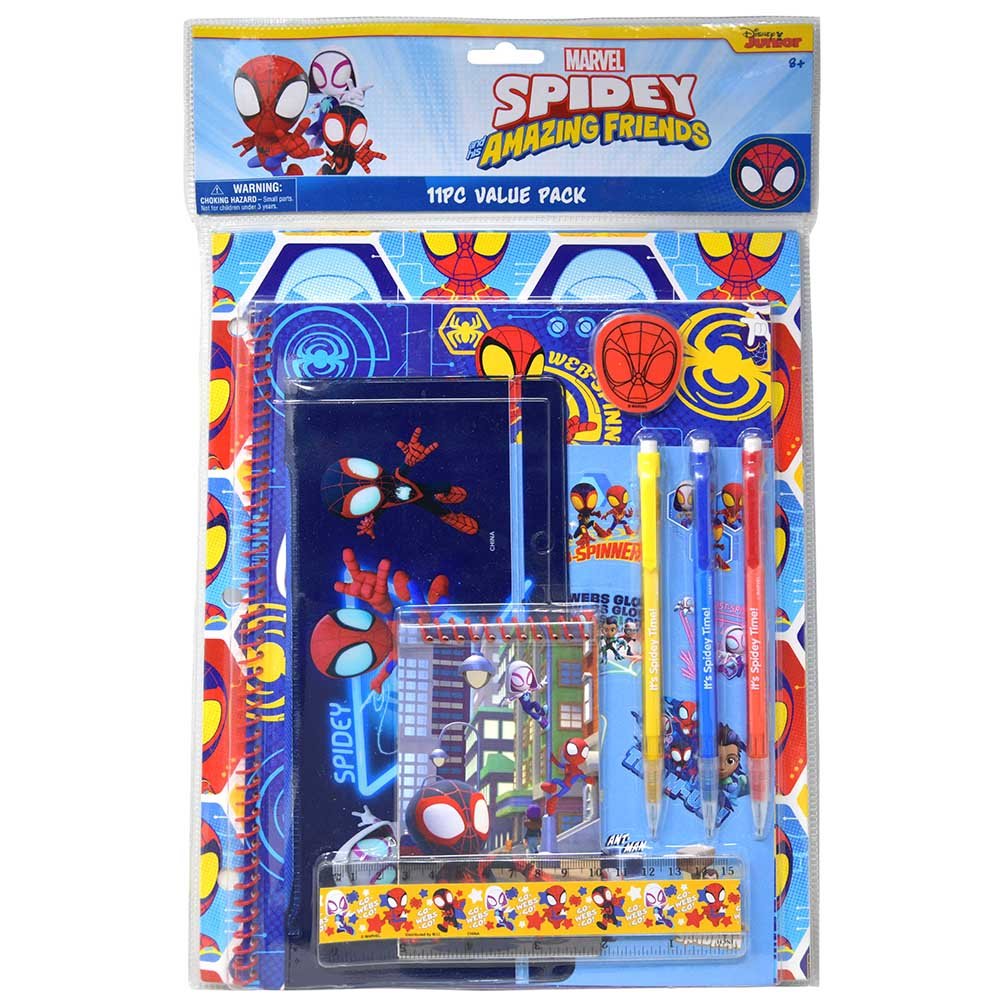 Spidey & Friends 11pc Value Pack with Plastic Pencil Case in PVC Bag with Header
