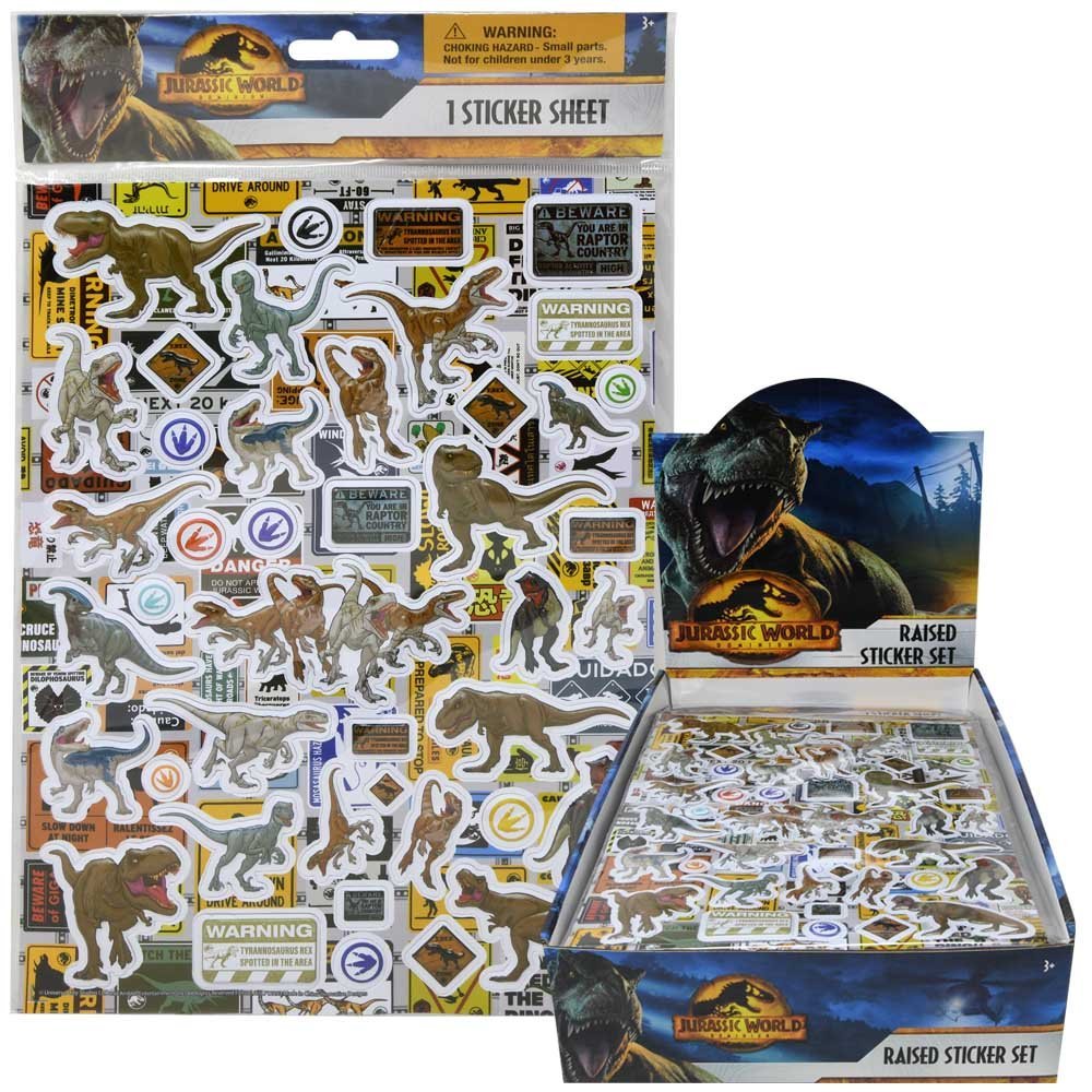 Jurassic World Raised Sticker Sheet in Poly Bag