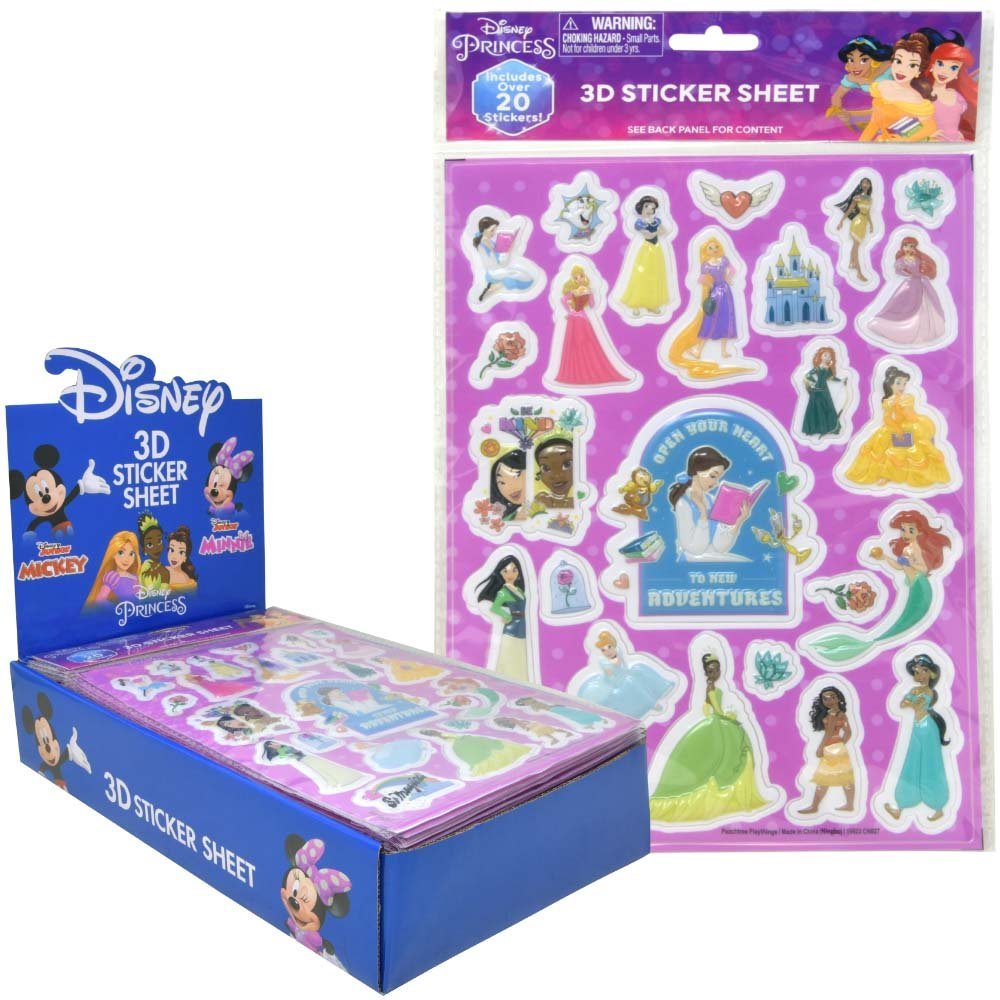 Princess Raised 3D Sticker Sheet in Poly Bag